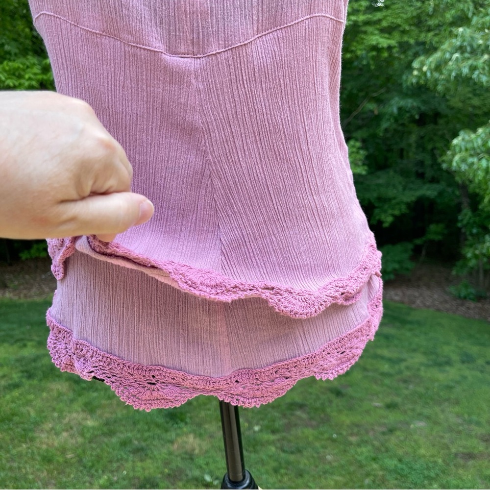 Tracy Porter Tank Top Boho Mauve/Pink Crochet Babydoll Women’s Size 6-8 EUC - Picture 9 of 15